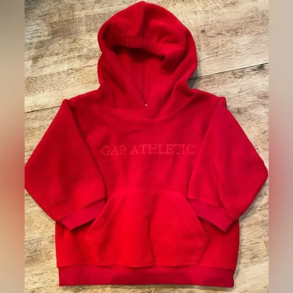 Vintage Baby Gap XL‎ 18-24 Months 100% Polyester Red Hoodie Pullover W/ Pouch